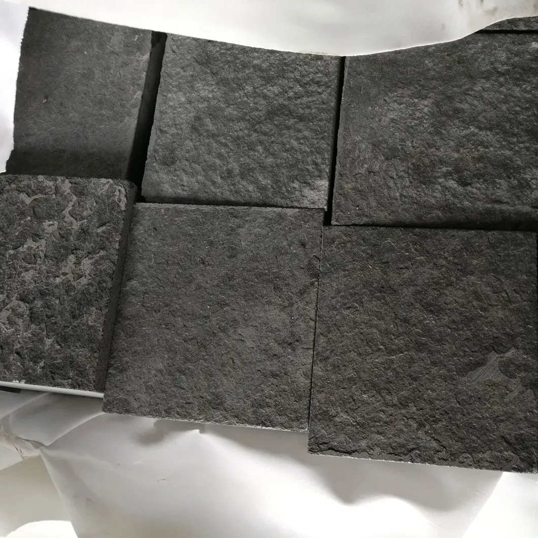 Mongolia Pure Black Stone Flamed Granite Tiles for Wall Floor Outdoor Paving