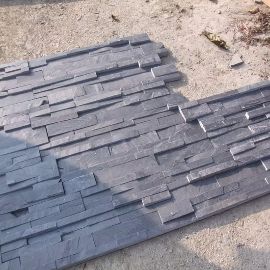 Precio de piedra cultivada del revestimiento de pared de pizarra gris ceniza oscuro para exterior