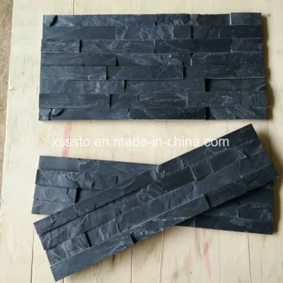 Panel de pared de pizarra negra natural, piedra de repisa para decoración